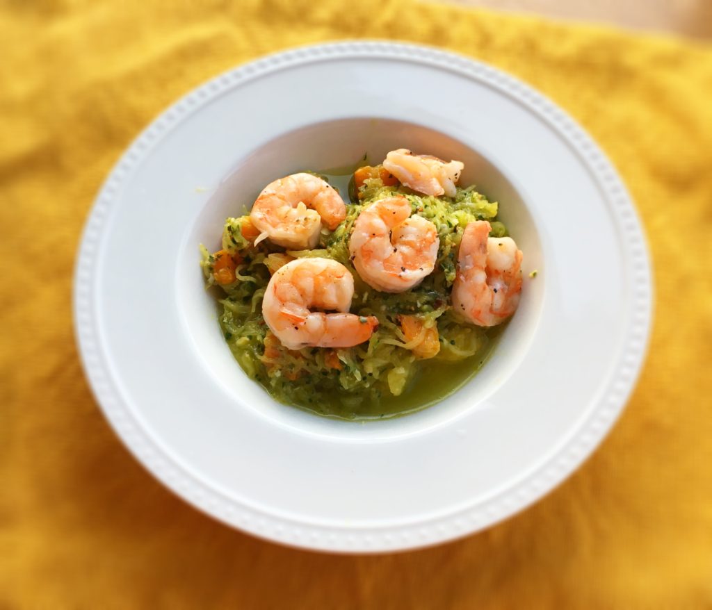Spaghetti Squash, Butternut Squash, and Kale Pesto with Shrimp | Recipes | Audrey Laurelton RDN | Wh